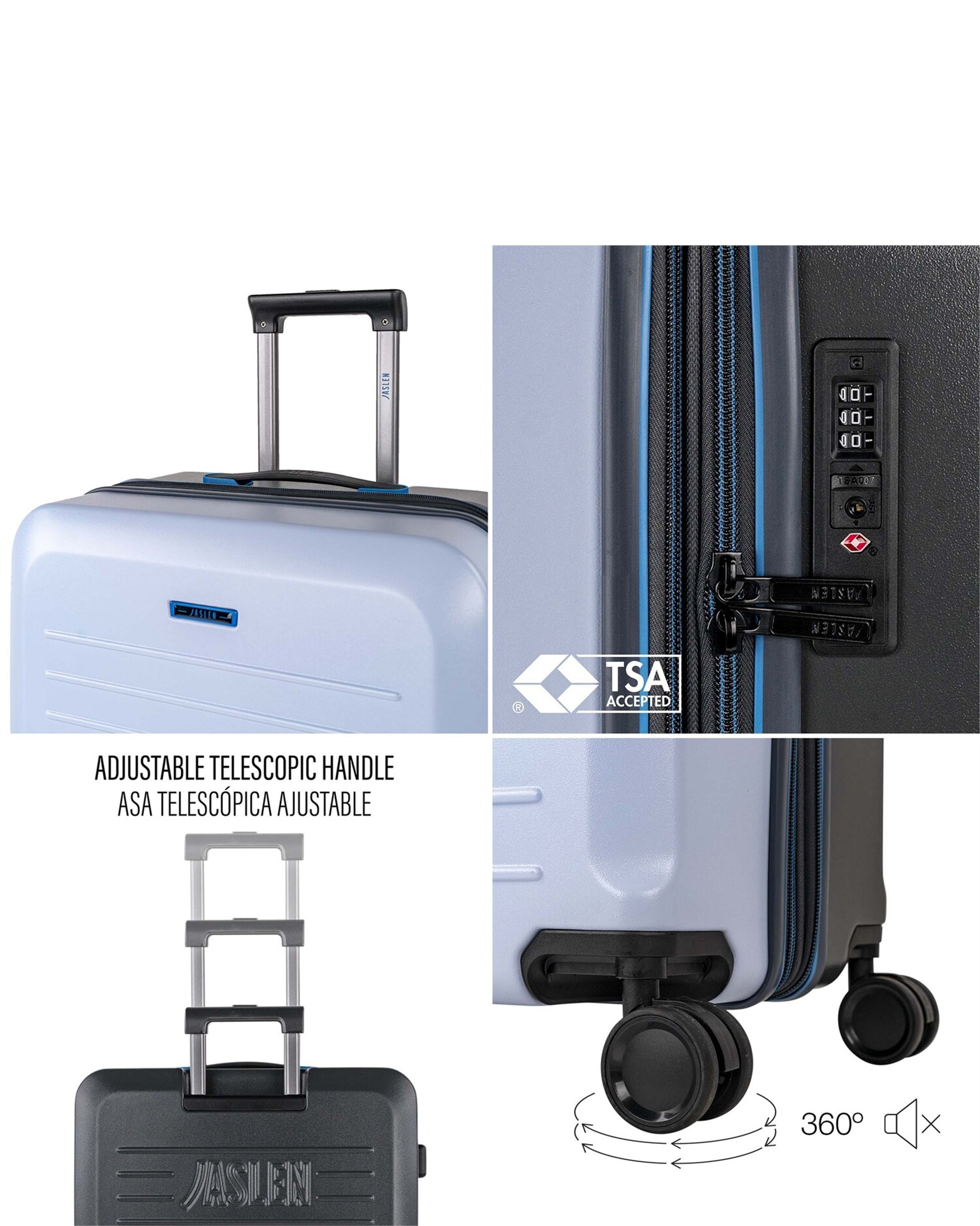 Conjunto de Malas (cabine e Grande) Salzburgo com Capacidade de 146l Azul-claro-2
