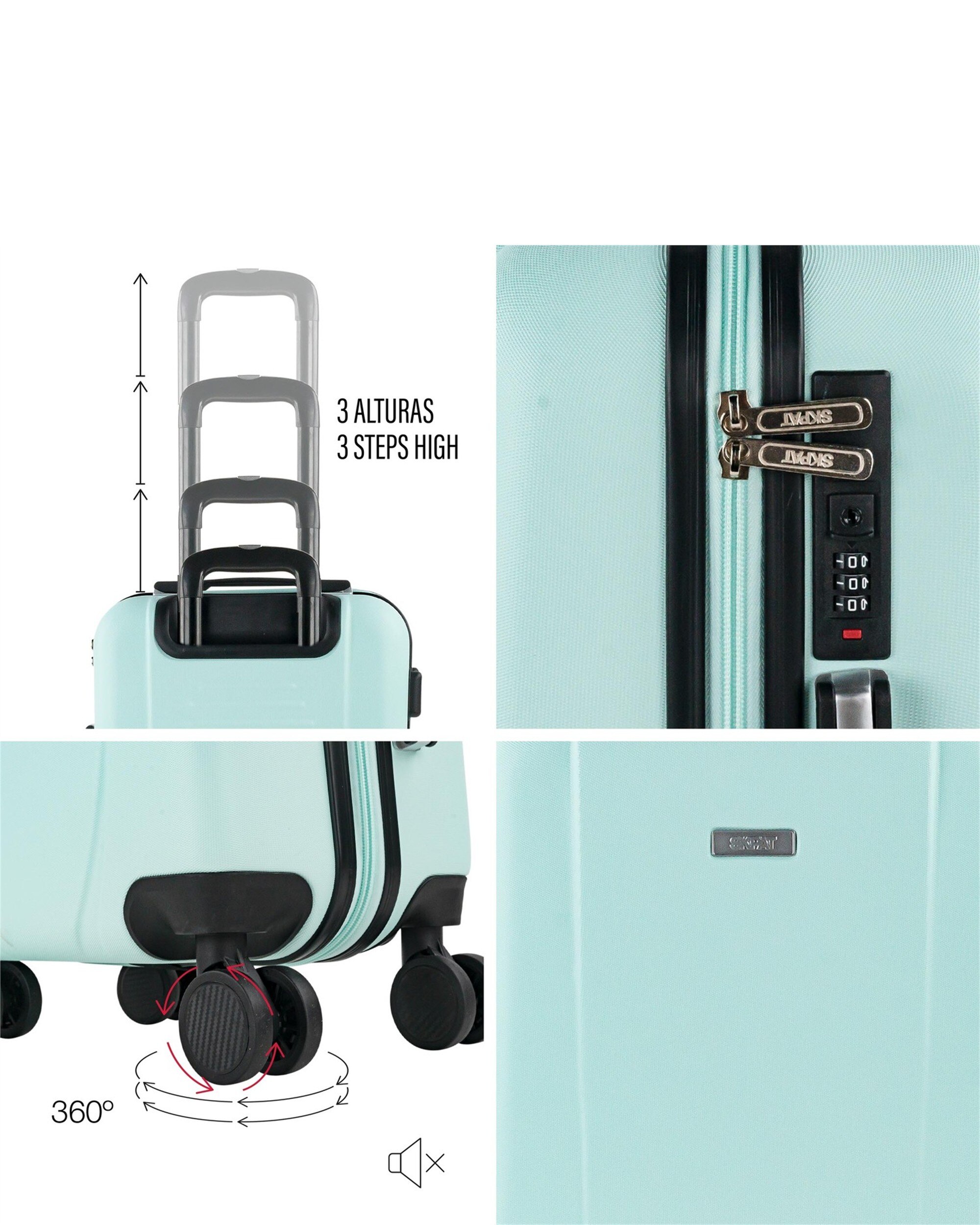 Mala de Cabine Tiber Rígida com Capacidade 40 L Verde-3