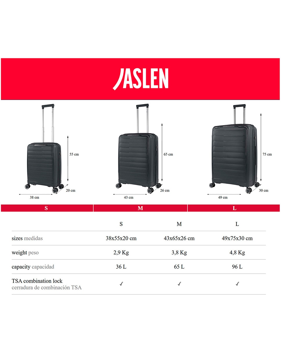 Conjunto de Malas (cabine e Grande) Luton com Capacidade de 132l Preto-4
