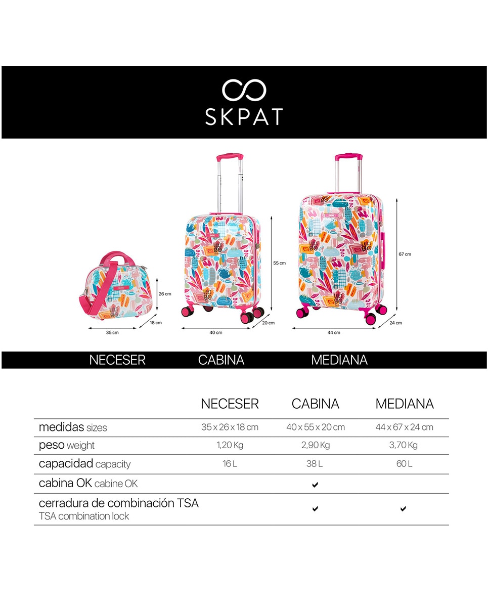 Mala de Cabine com Necessaire Rígido Chloe com Capacidade de 38 L Fúcsia-5
