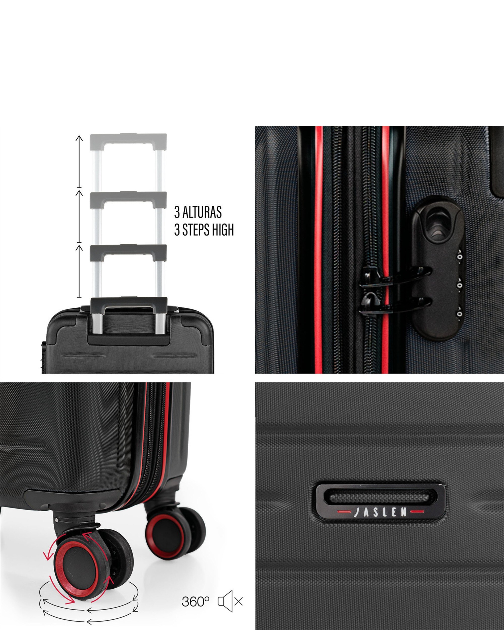 Conjunto de Mala e Mochila de Cabine Turín Capacidade 60l Preto-3