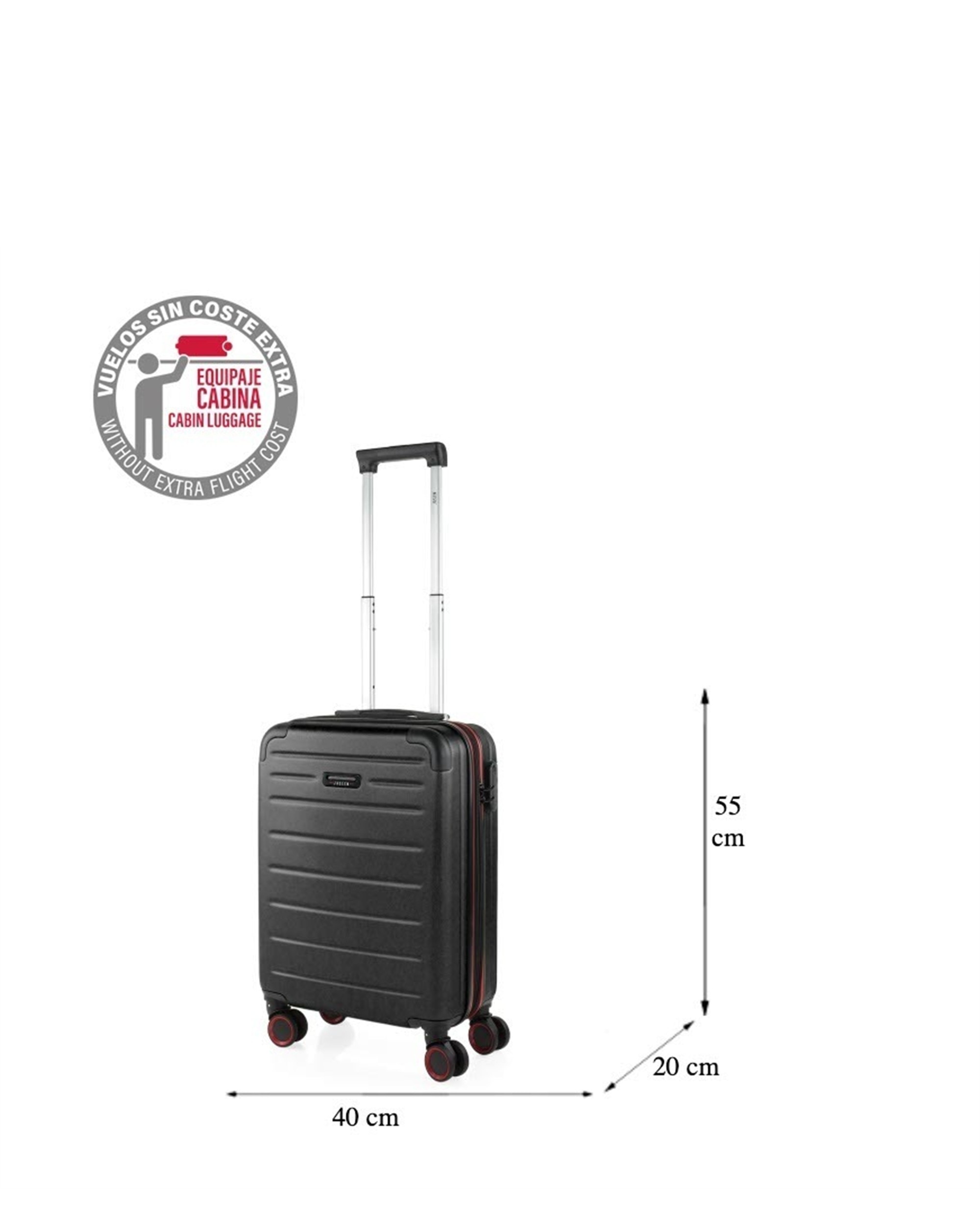 Conjunto de Mala e Mochila de Cabine Turín Capacidade 60l Preto-6