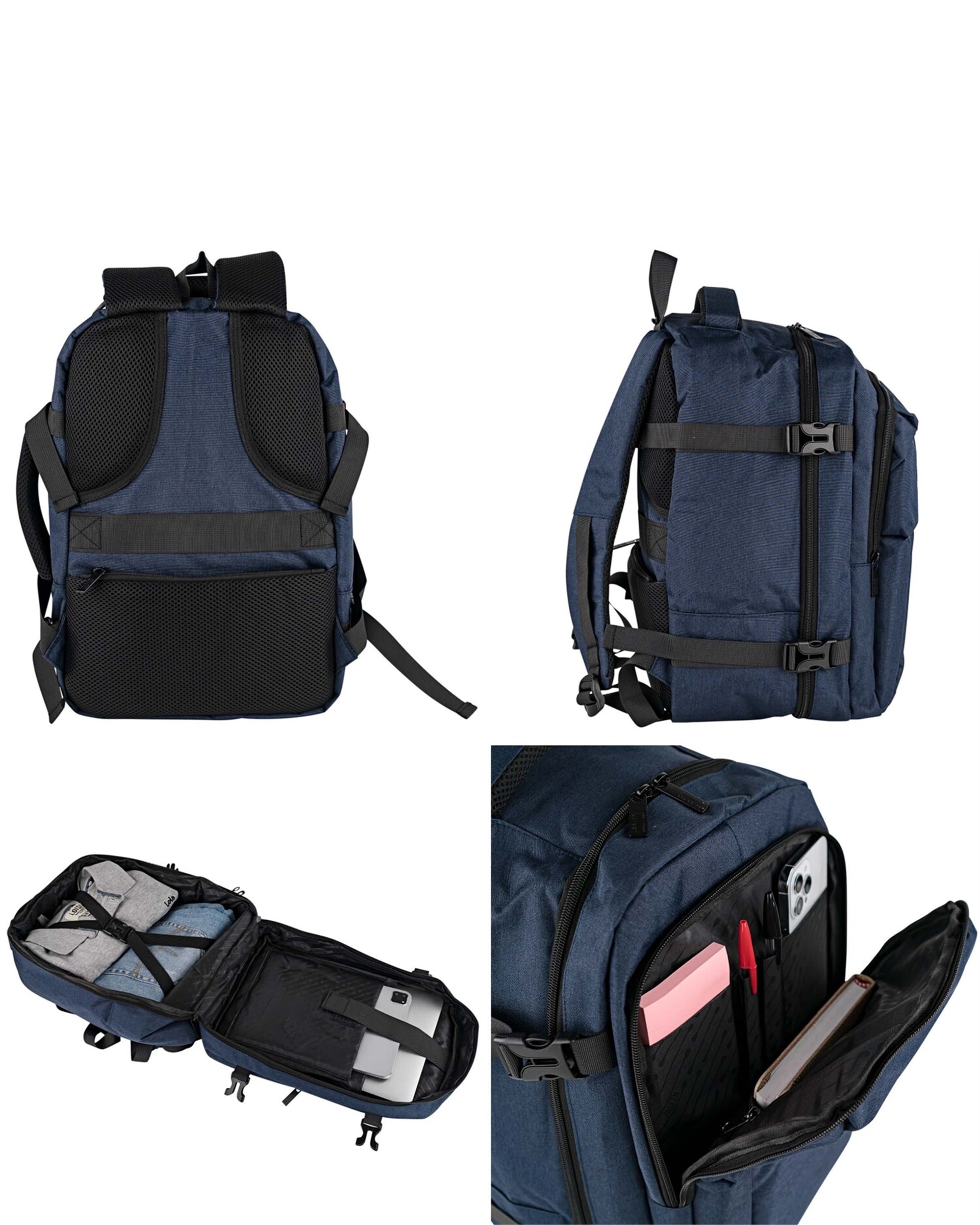 Conjunto de Mala e Mochila de Cabine Turín Capacidade 60l Azul-4