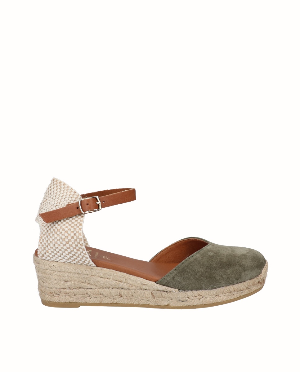 Alpercatas de Cunha Baixa em Pele Verde-militar-1