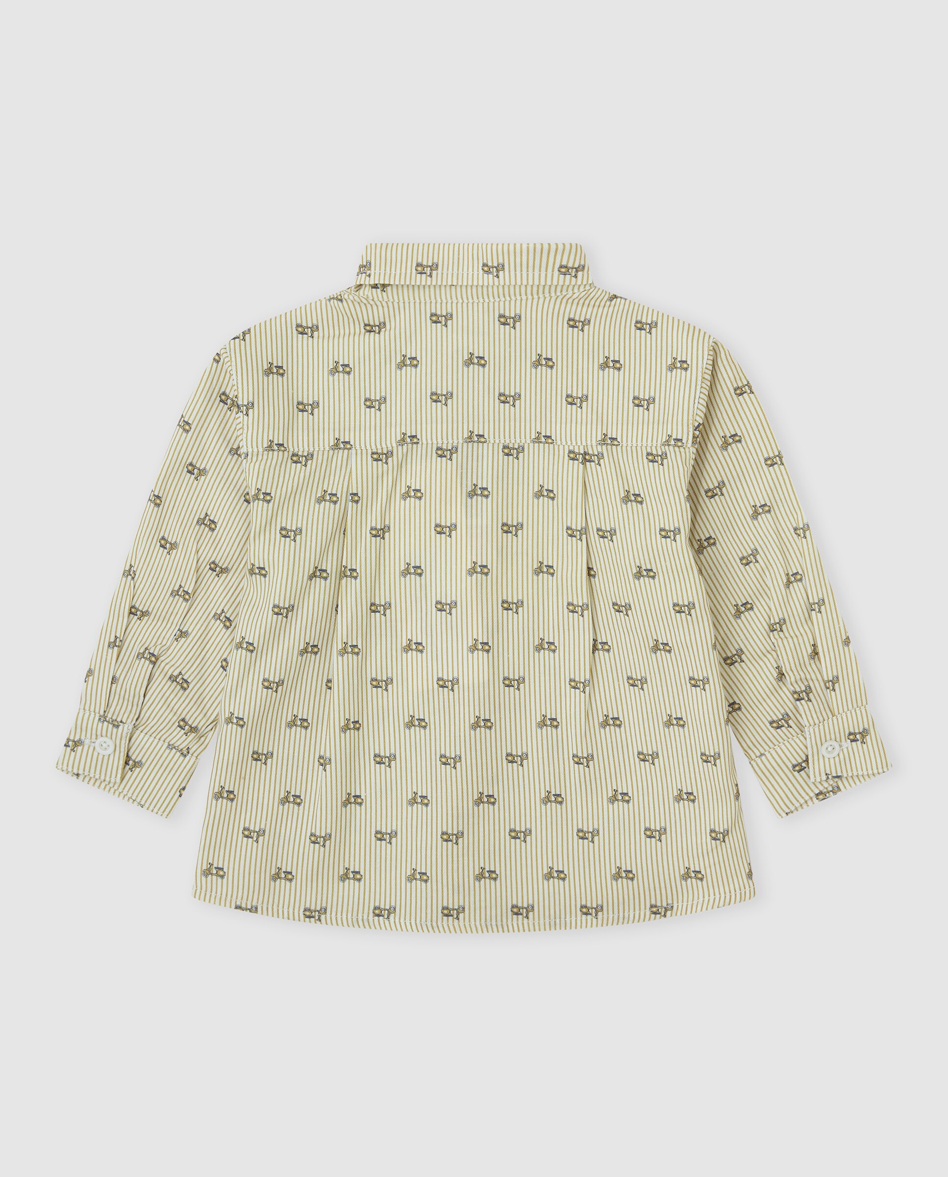 Camisa Infantil de Algodão Às Riscas Mostarda-2