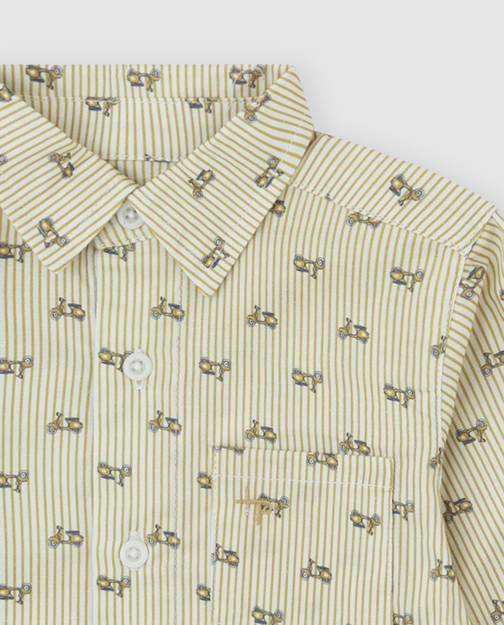 Camisa Infantil de Algodão Às Riscas Mostarda-3
