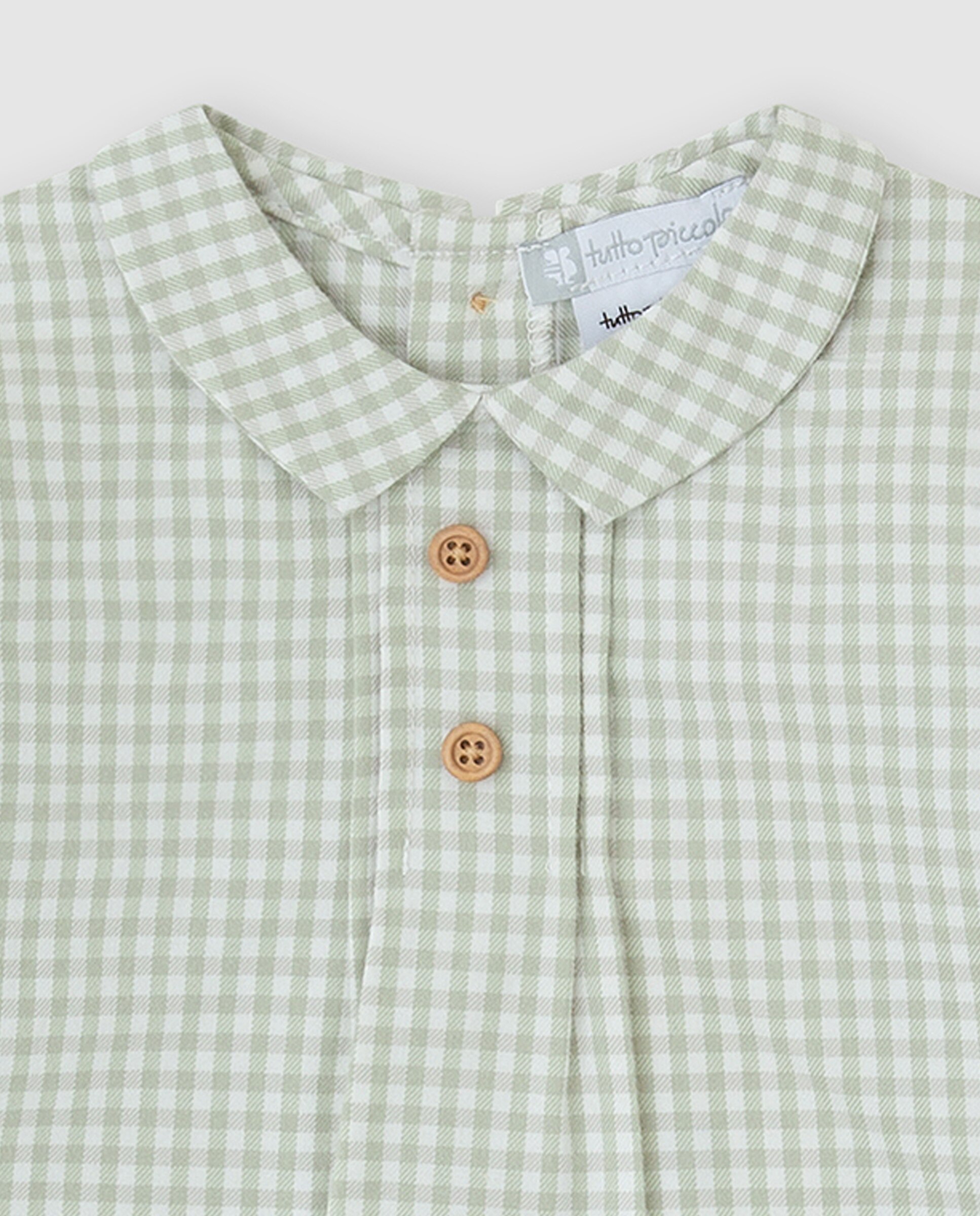 Blusão para Bebé de Algodão Vichy Verde Água-3