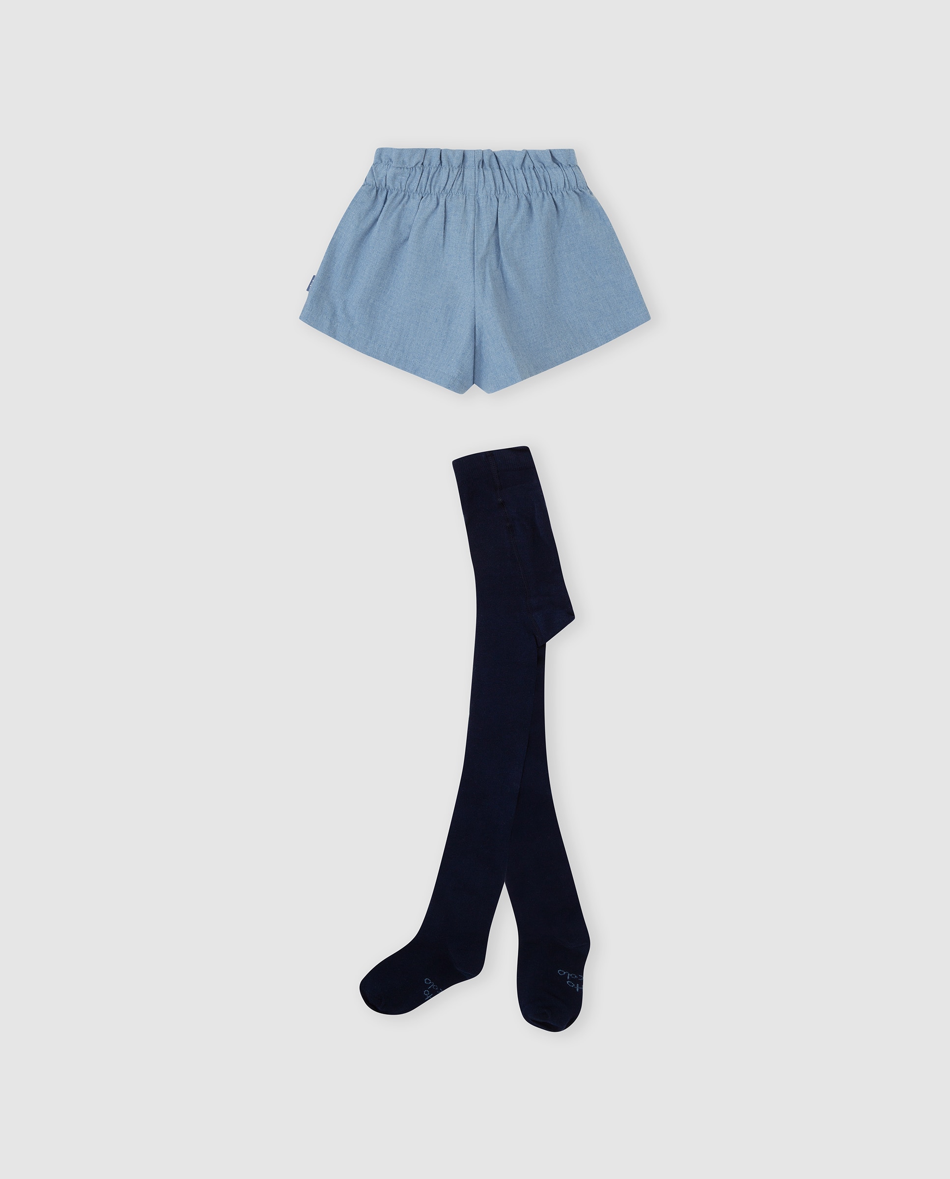 Calções Infantil com Laço e Meias Azul-claro-2