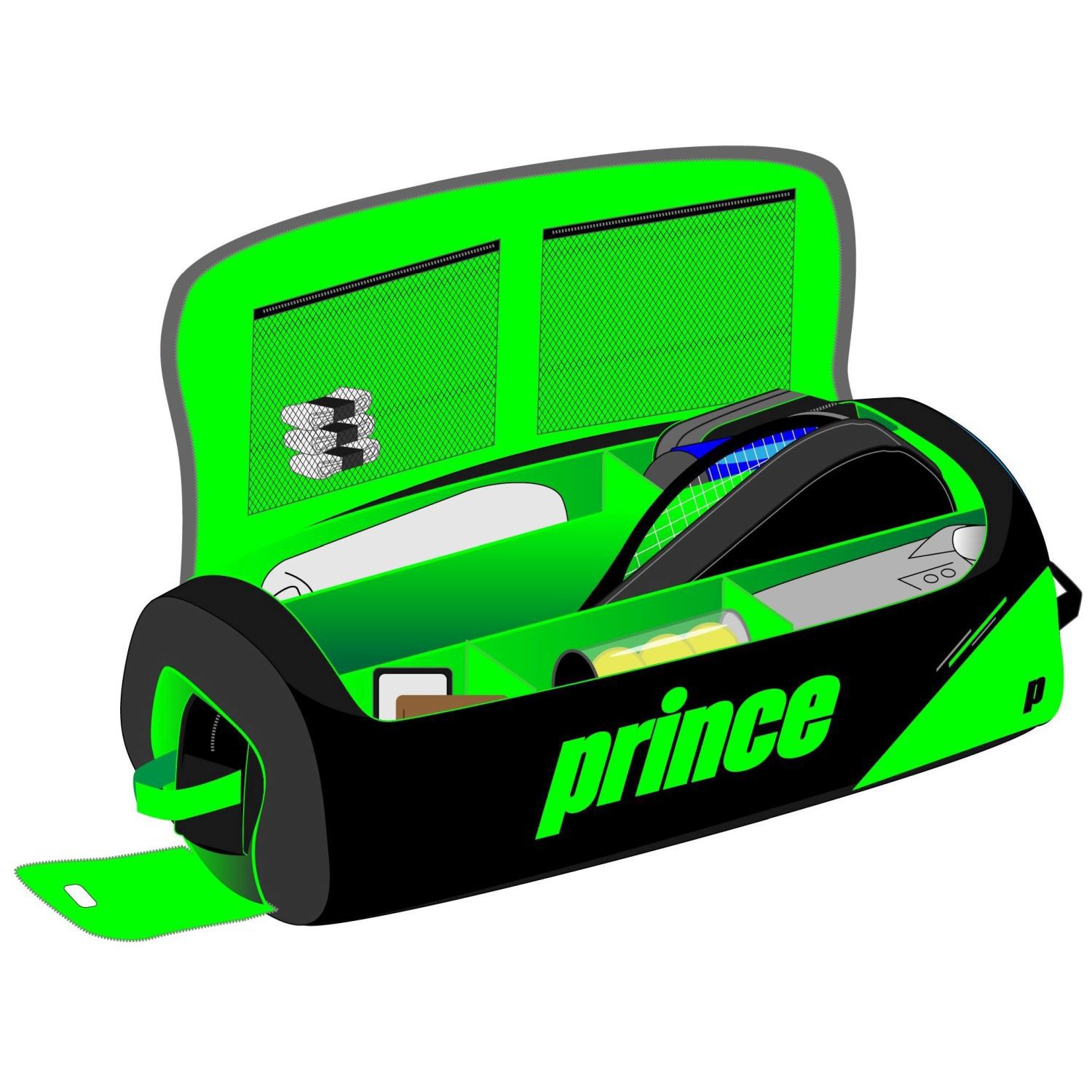 Bolsa de Ténis e Pádel Premiun Travel L Prince Preto / Verde-flúor-3