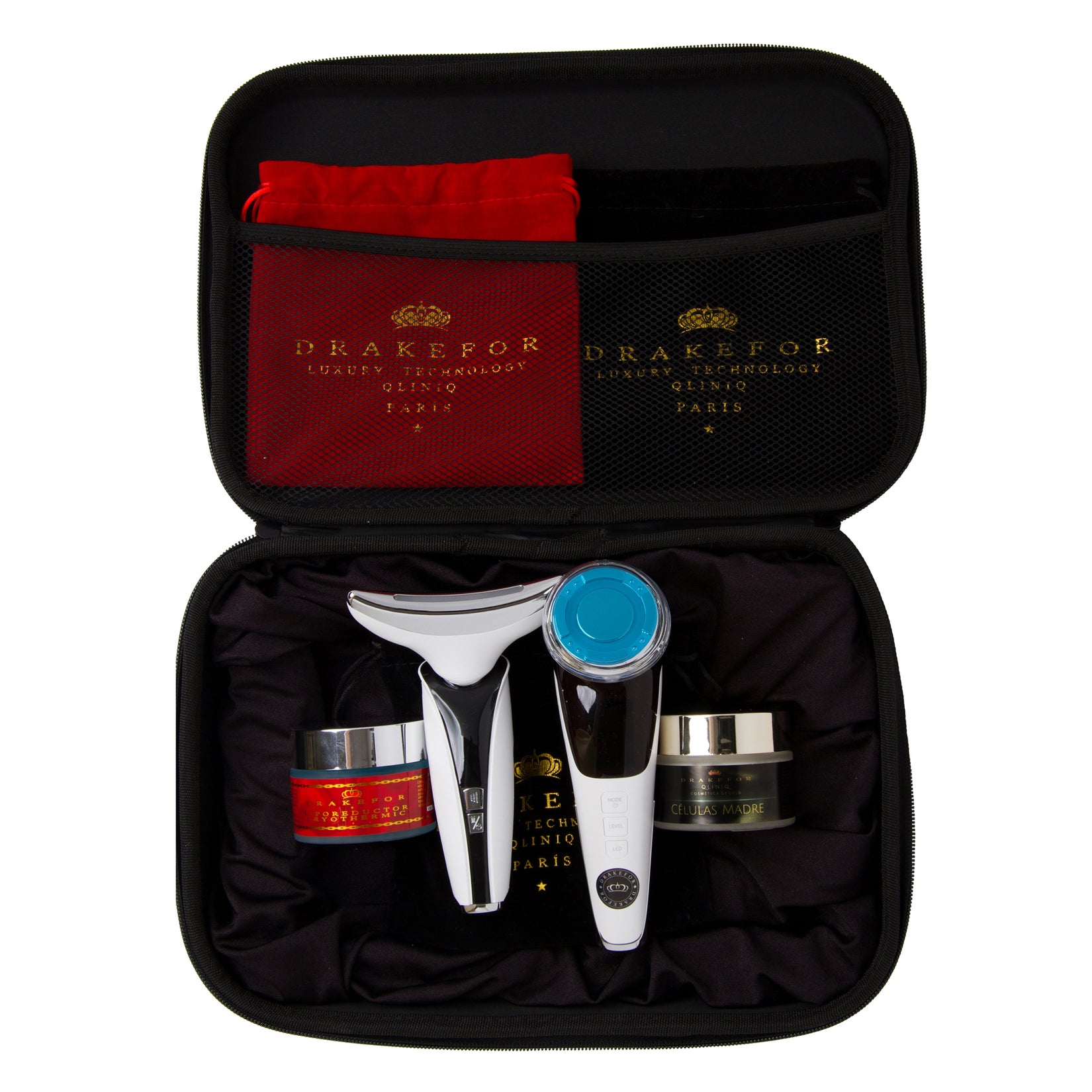 Set de Dispositivo Estético de Rejuvenescimento Facial e Reafirmante do Pescoço Drakefor DKF-Qliniq Duplo & Cosmetic Luxe Branco-4