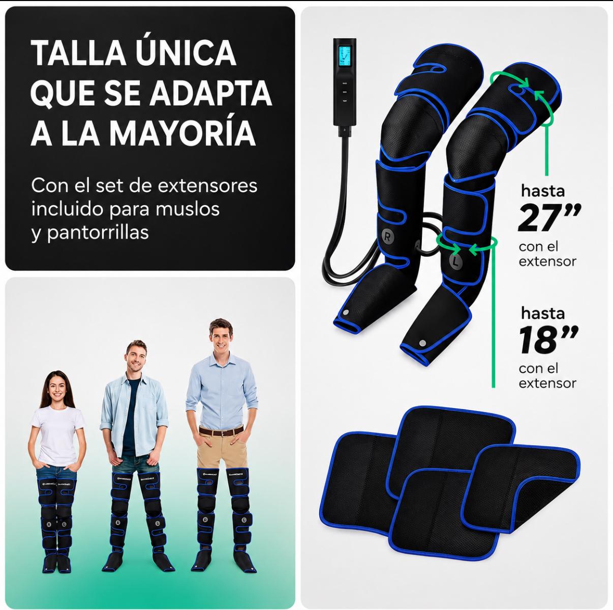 Dispositivo de Luxo Drakefor de Pressoterapia de Pernas e Calor do Joelho Preto / Azul-4