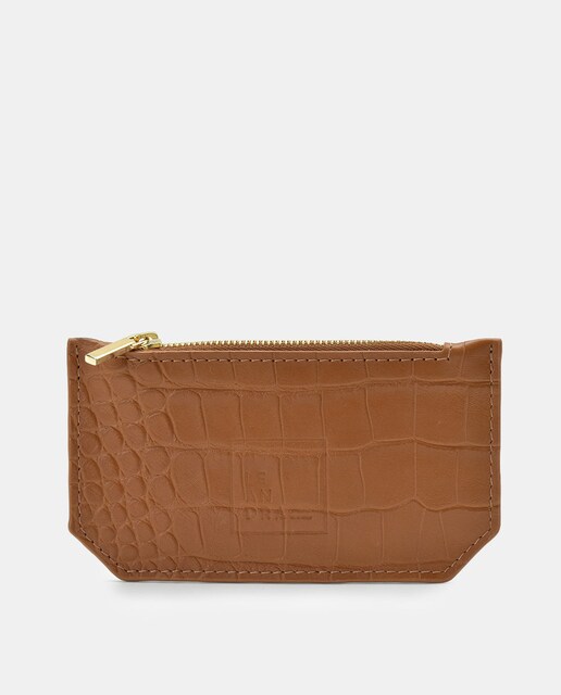 Imagem 0 de Porta-moedas Porta-cartões Pequeno de Pele Gravada em Coco Soft com Fecho Zip Leandra