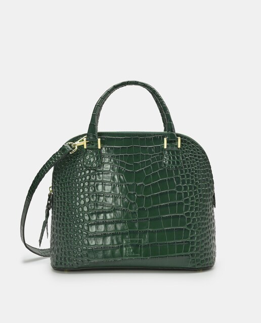 Imagem 0 de Mala de Mão Multiposições de Pele Gravada em Coco em Verde