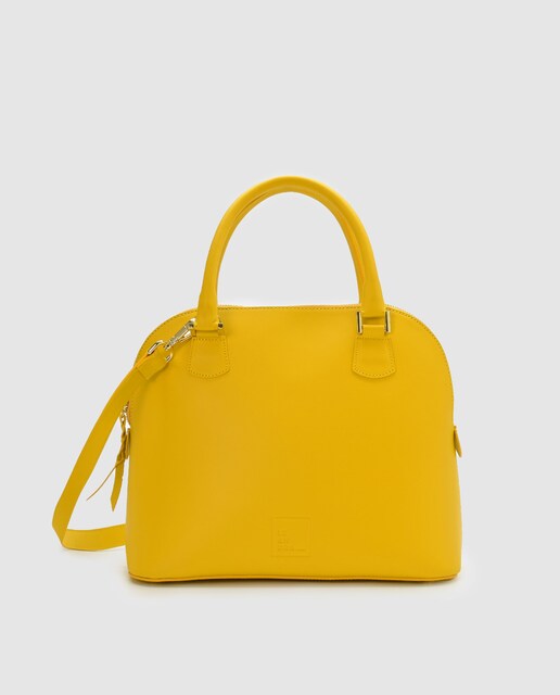 Imagem 0 de Mala de Mão Multiposições de Pele em Amarelo