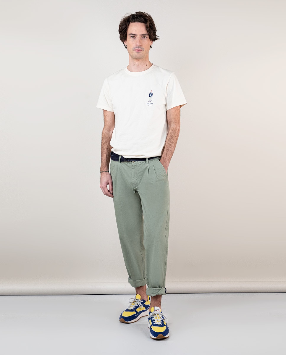 Calças Chino Slim em Verde Verde-claro-1