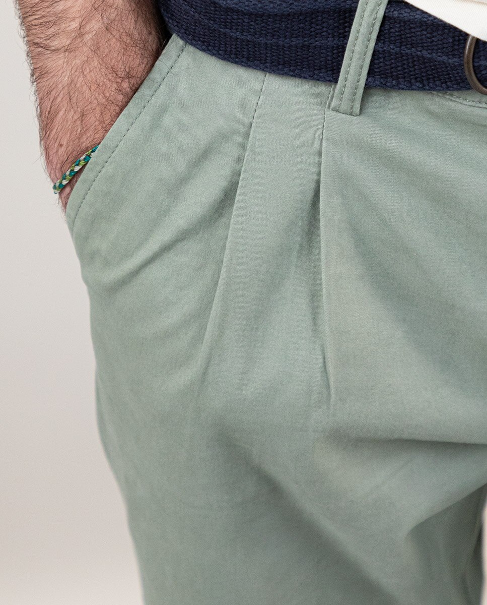 Calças Chino Slim em Verde Verde-claro-4