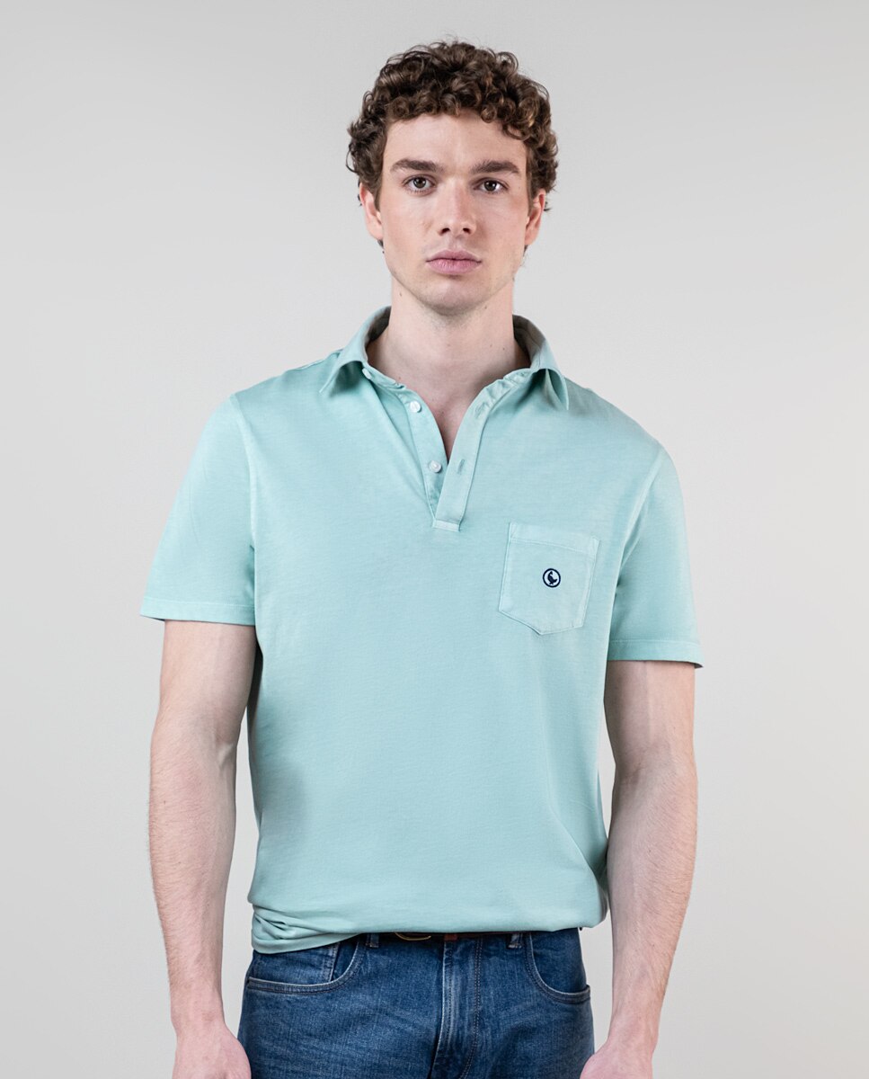 Polo Corte Slim de Manga Curta Verde-menta-1