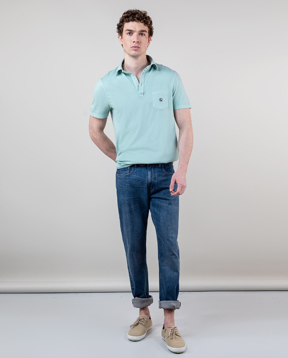 Polo Corte Slim de Manga Curta Verde-menta-2