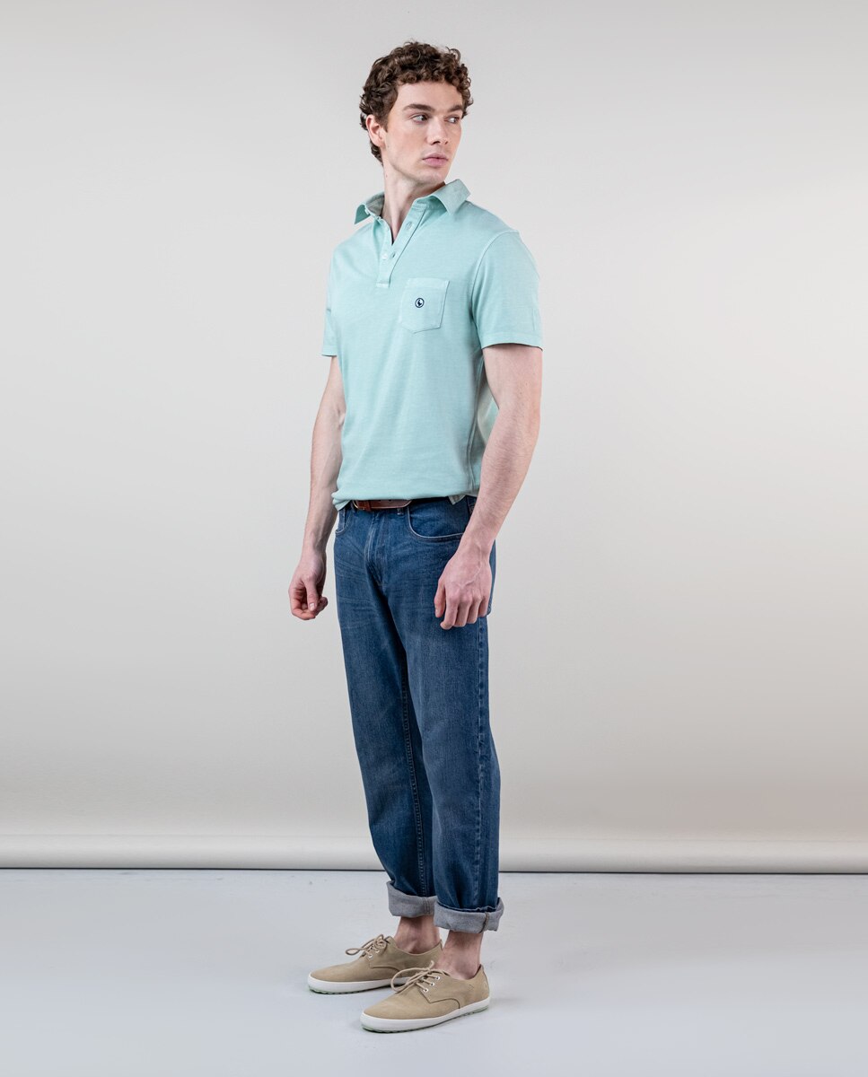 Polo Corte Slim de Manga Curta Verde-menta-4