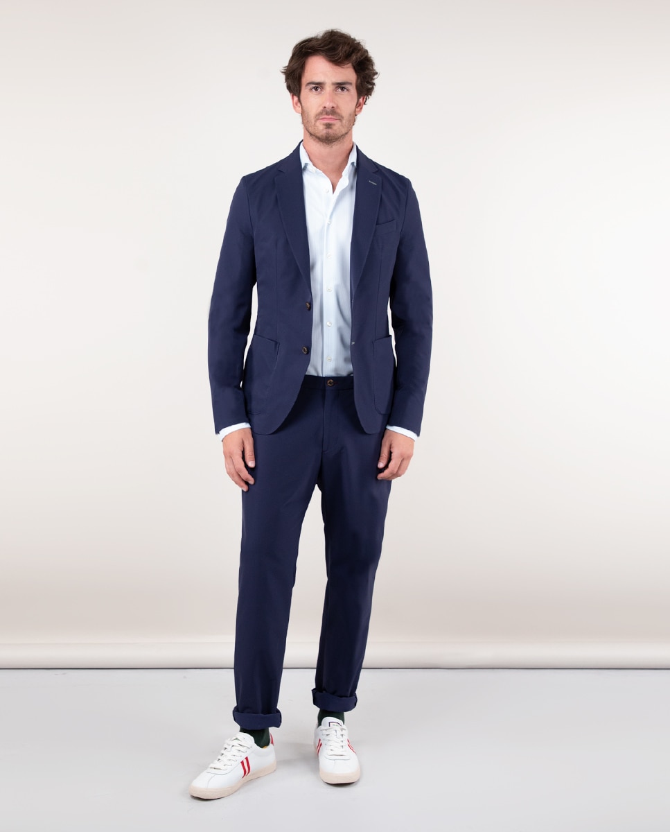 Blazer Liso de Tecido Sepiia Azul-marinho-2