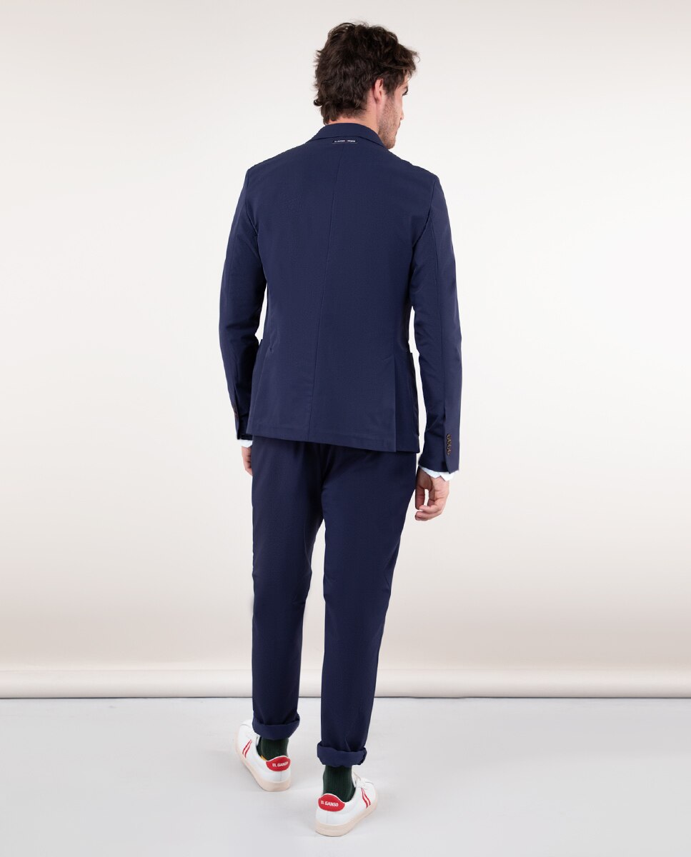 Blazer Liso de Tecido Sepiia Azul-marinho-4