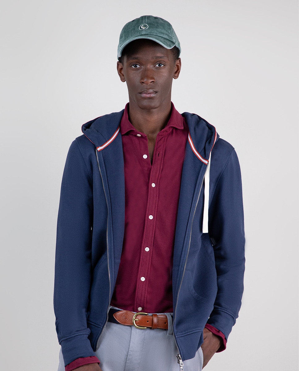 Sweatshirt com Capuz Garment Dyed Azul-marinho-1
