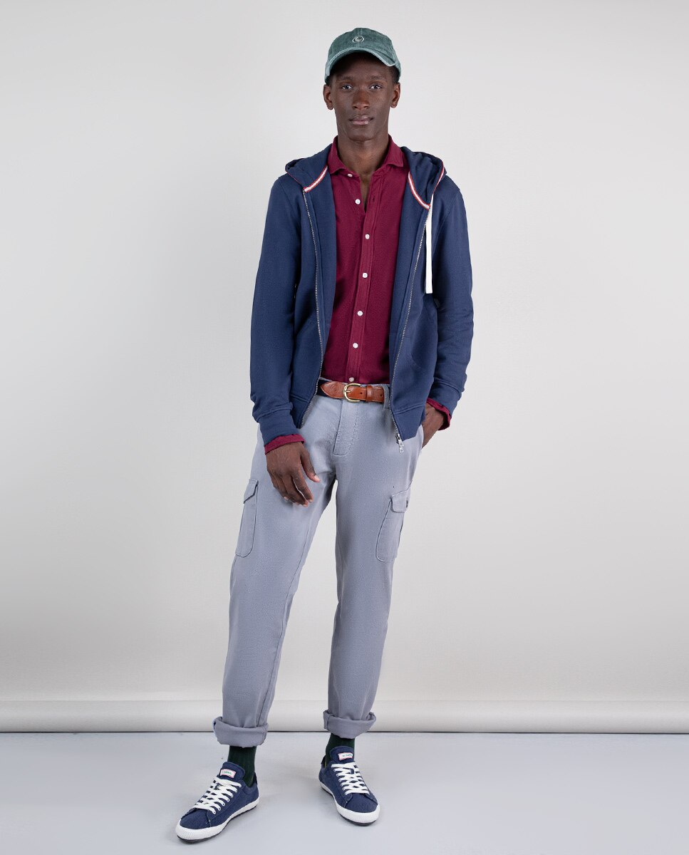 Sweatshirt com Capuz Garment Dyed Azul-marinho-2
