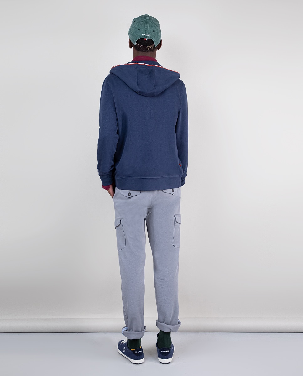 Sweatshirt com Capuz Garment Dyed Azul-marinho-3