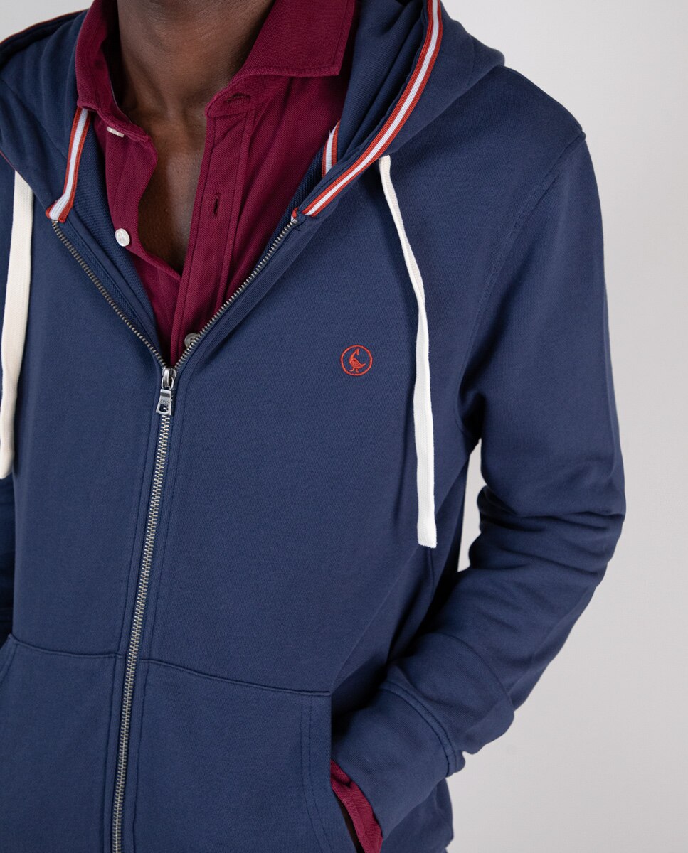 Sweatshirt com Capuz Garment Dyed Azul-marinho-4