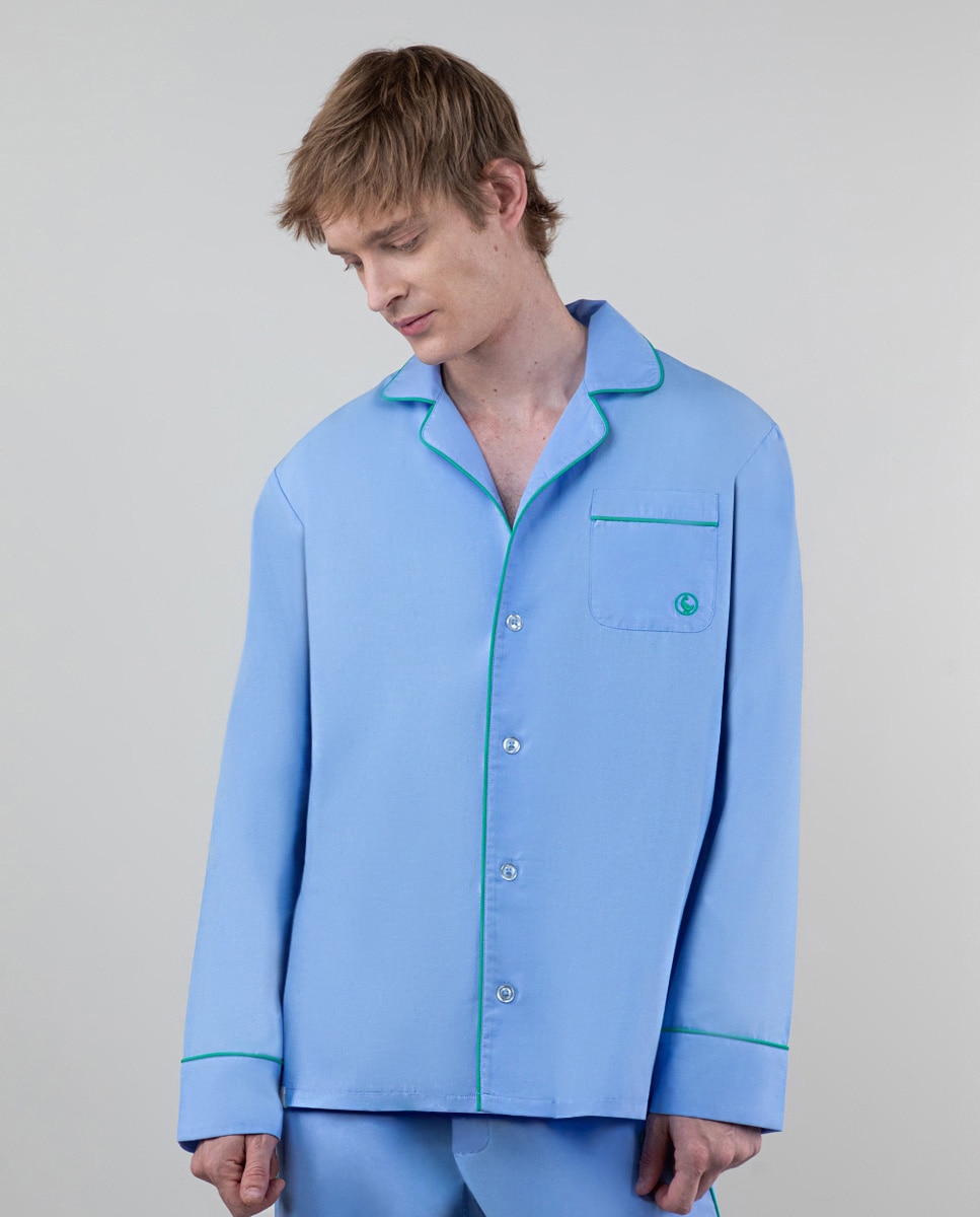 Pijama Liso em Azul Azul-claro-2