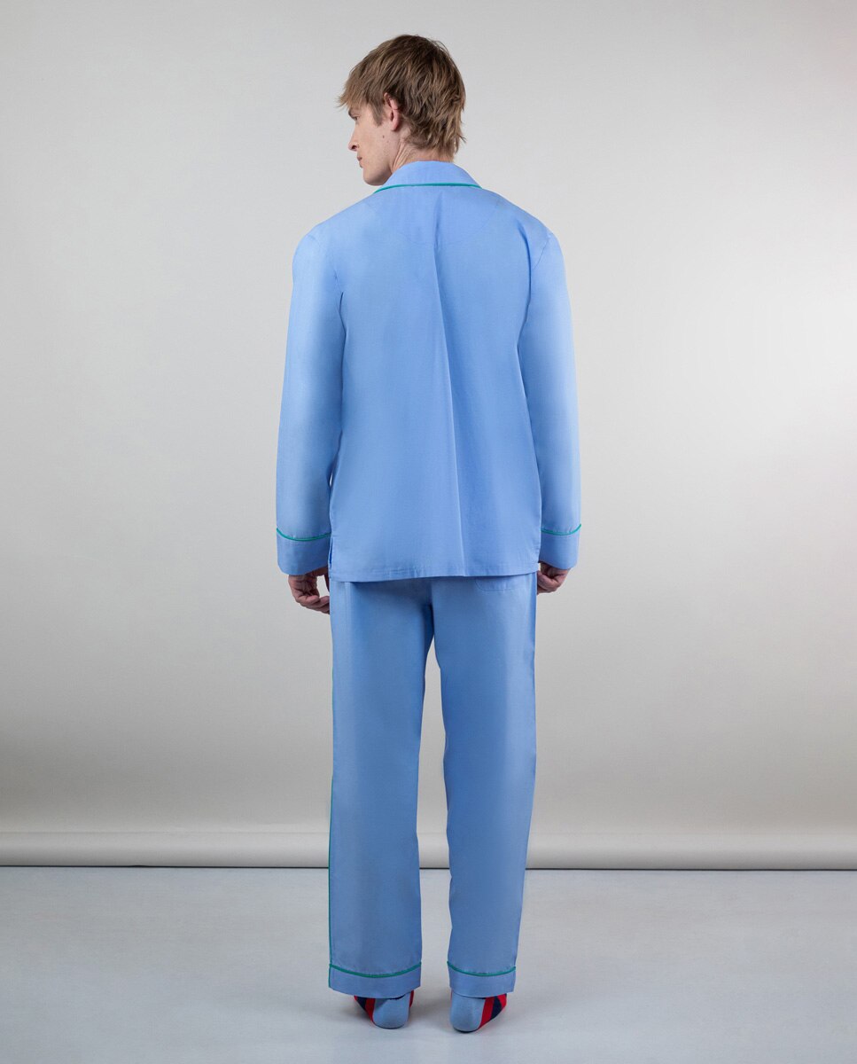 Pijama Liso em Azul Azul-claro-3