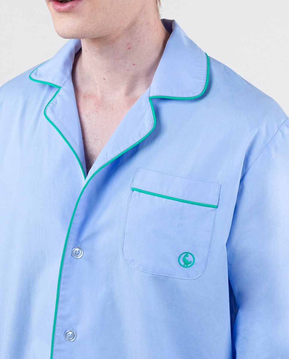 Pijama Liso em Azul Azul-claro-4