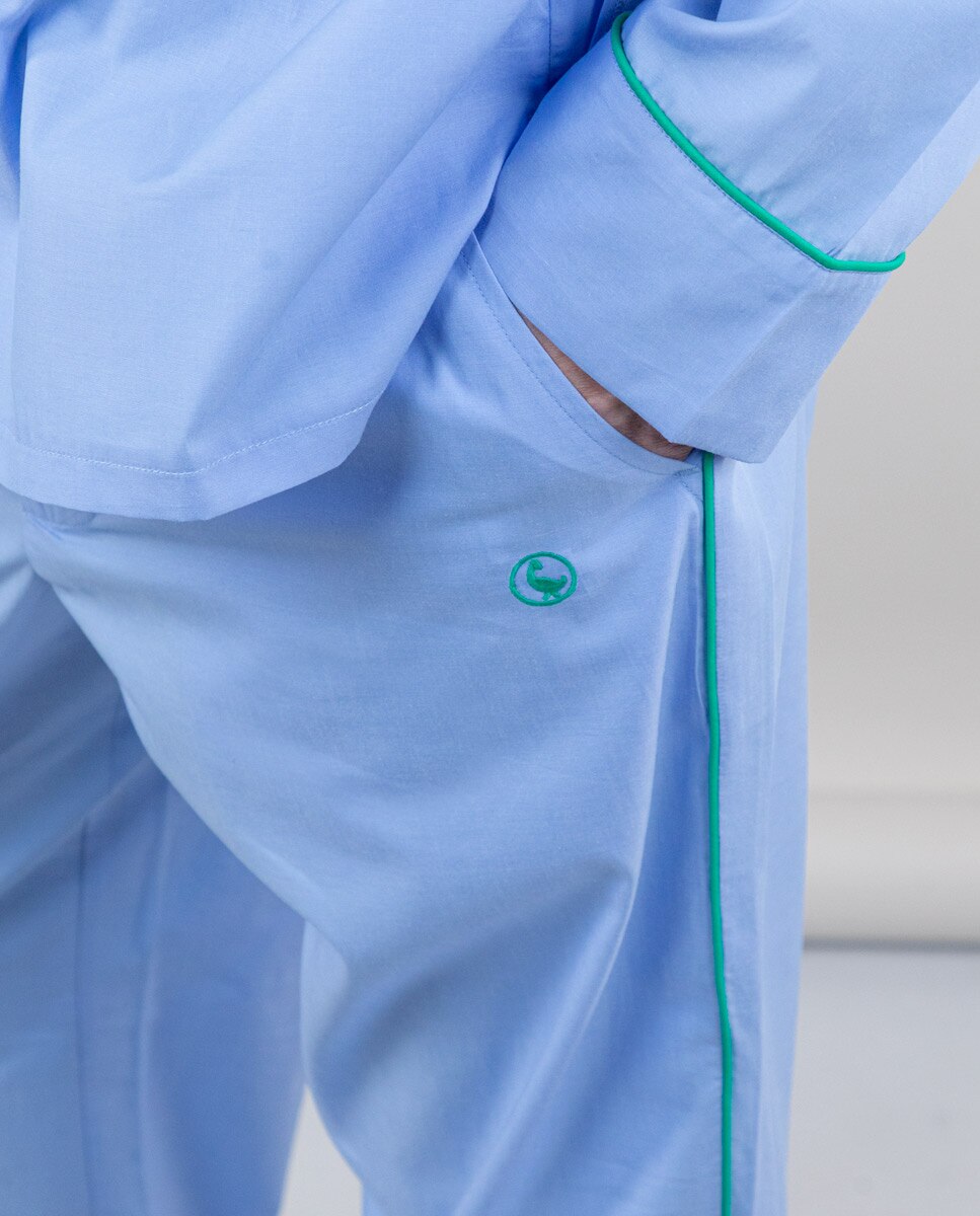 Pijama Liso em Azul Azul-claro-5