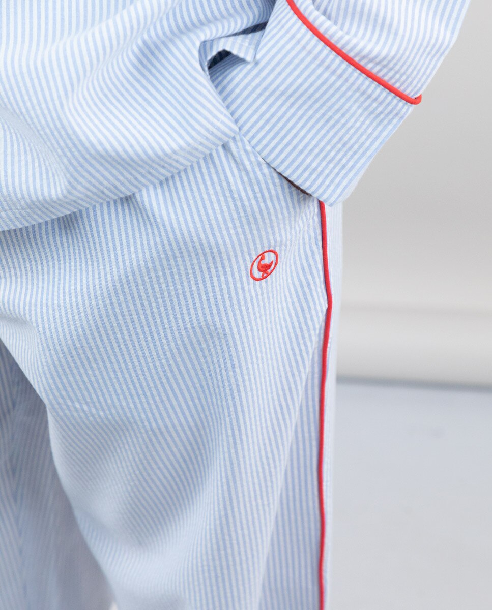 Pijama Azul Às Riscas Yale Azul/Branco-5