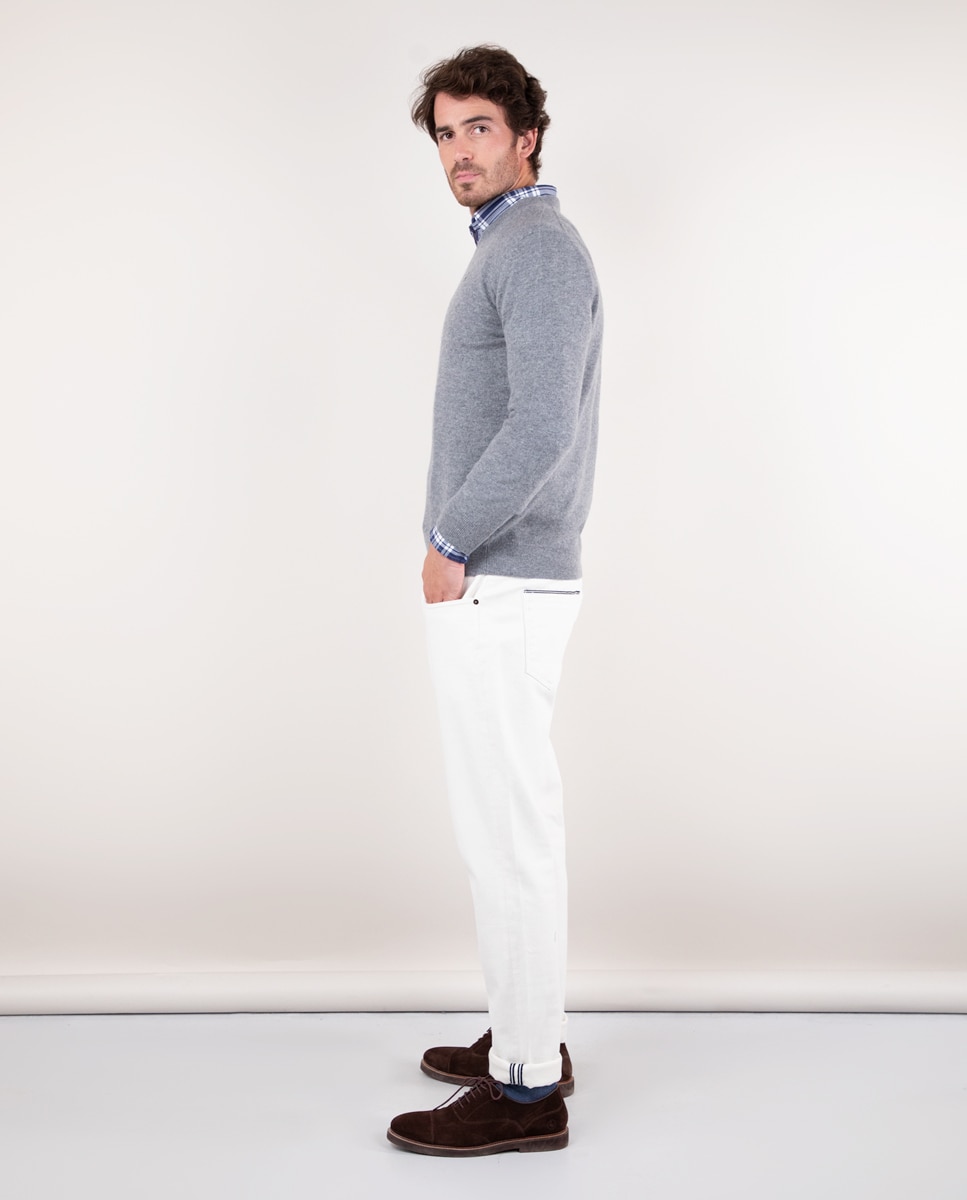 Calças Denim Lisas Natural-3