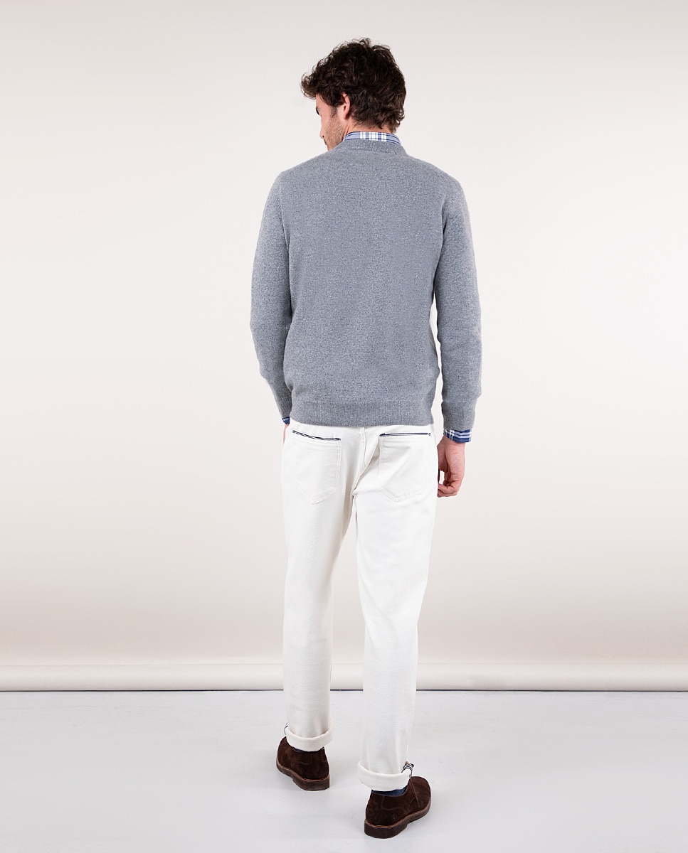 Calças Denim Lisas Natural-4