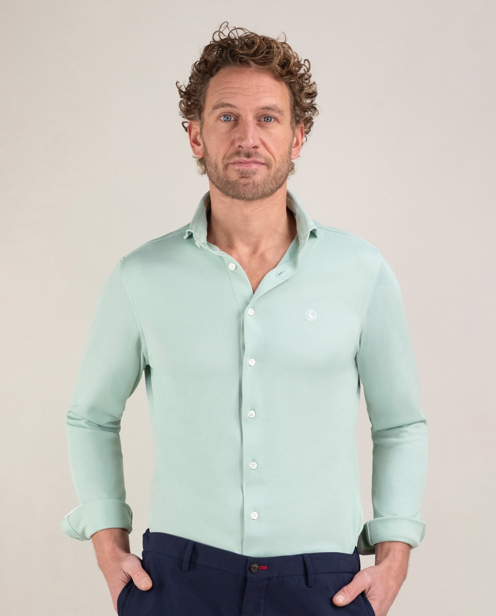 Camisa em Tecido Sepiia Lisa Verde-1