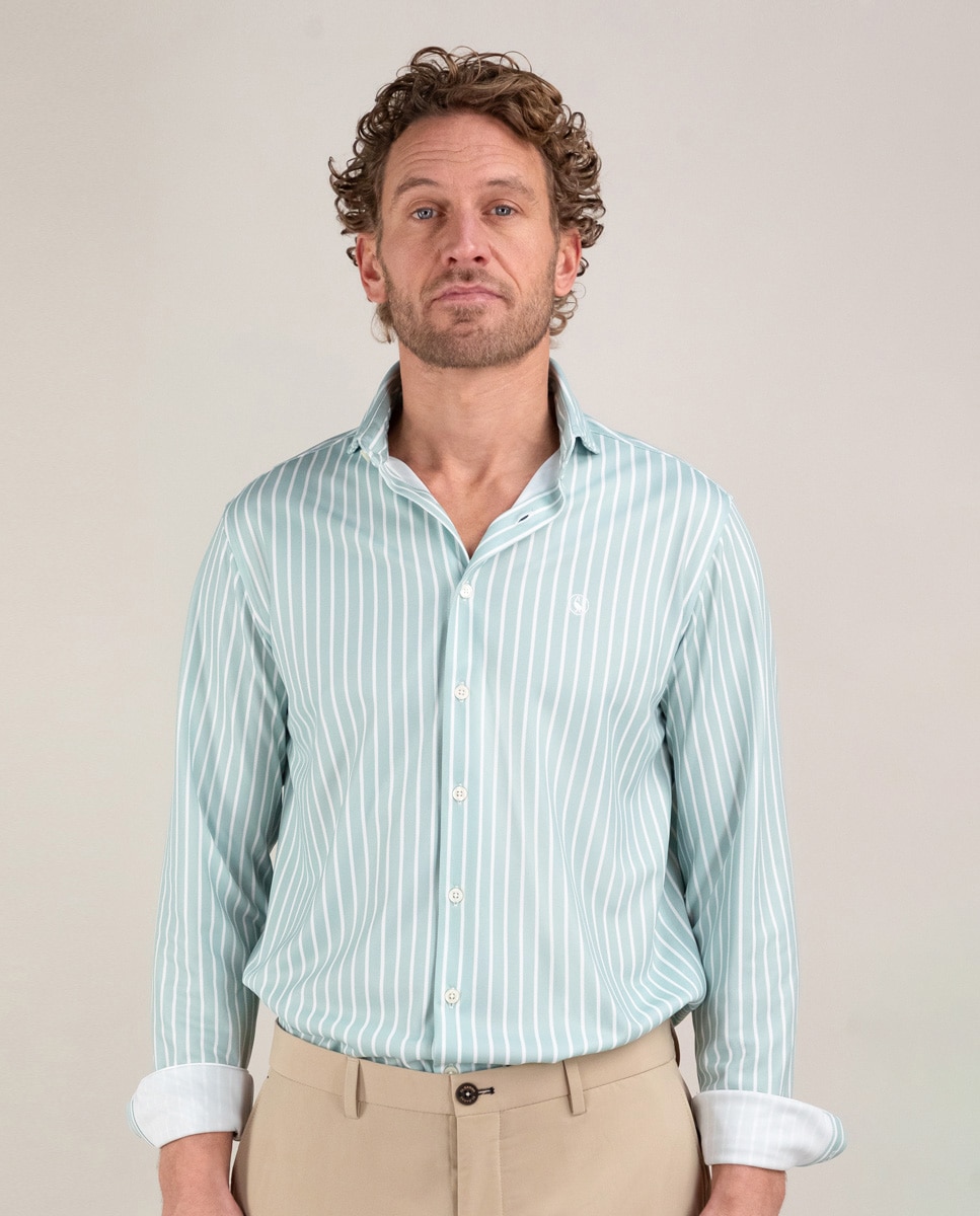 Camisa Sepiia Às Riscas Butcher Verde-1