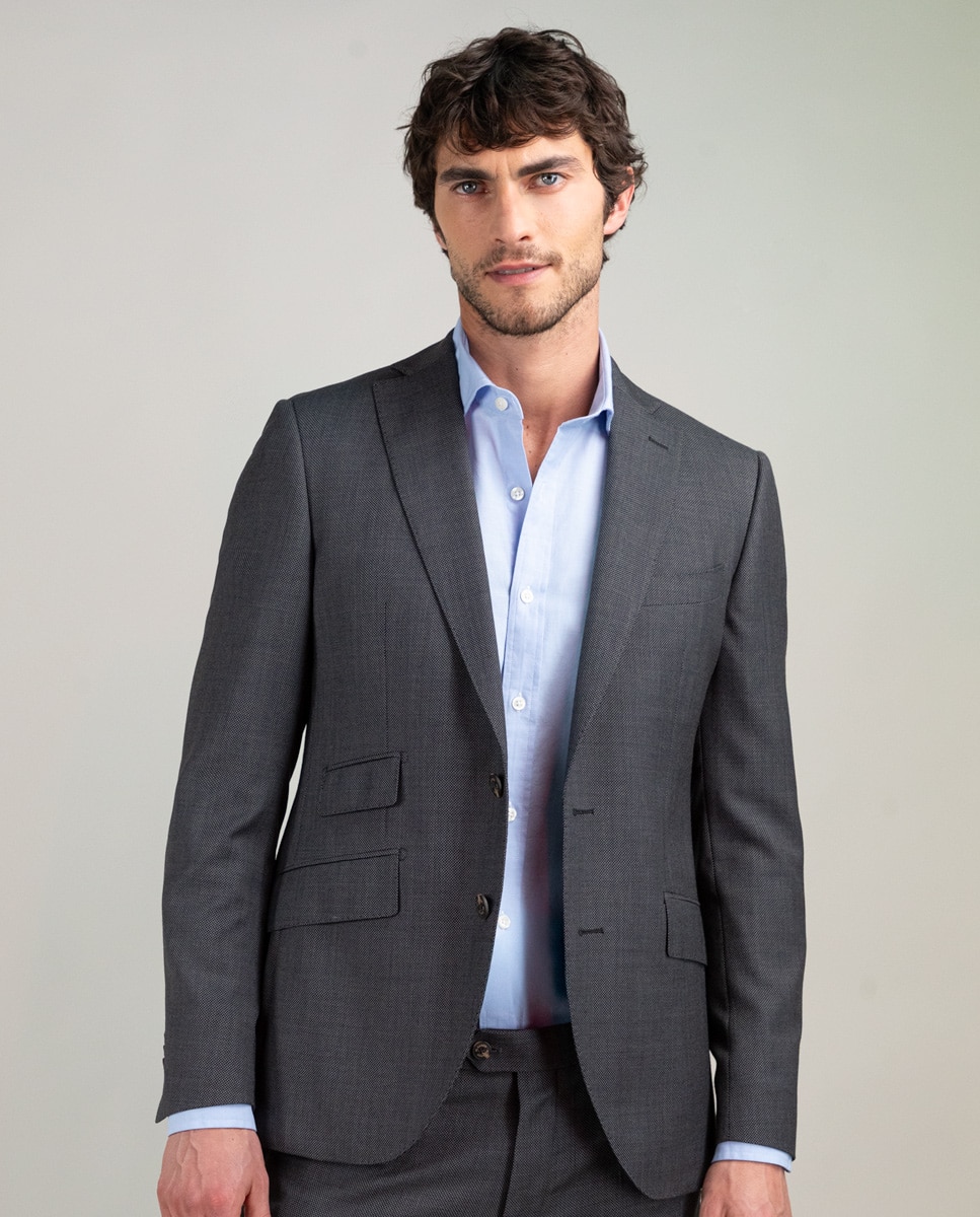 Blazer Coordenado Olho de Perdiz em Cinzento Cinzento-1