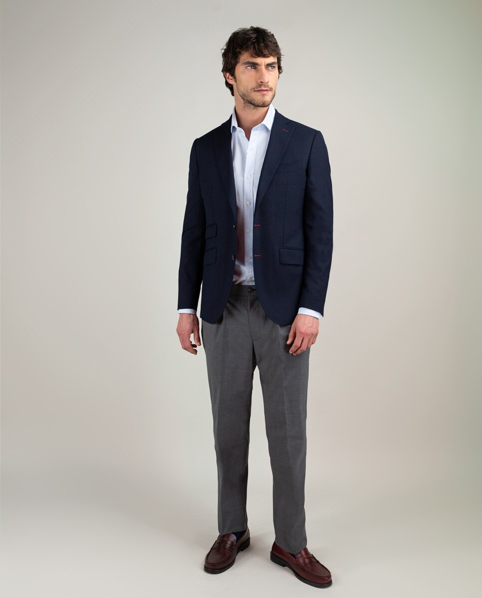 Blazer Coordenado com Estrutura Marinho Lavável Azul-2