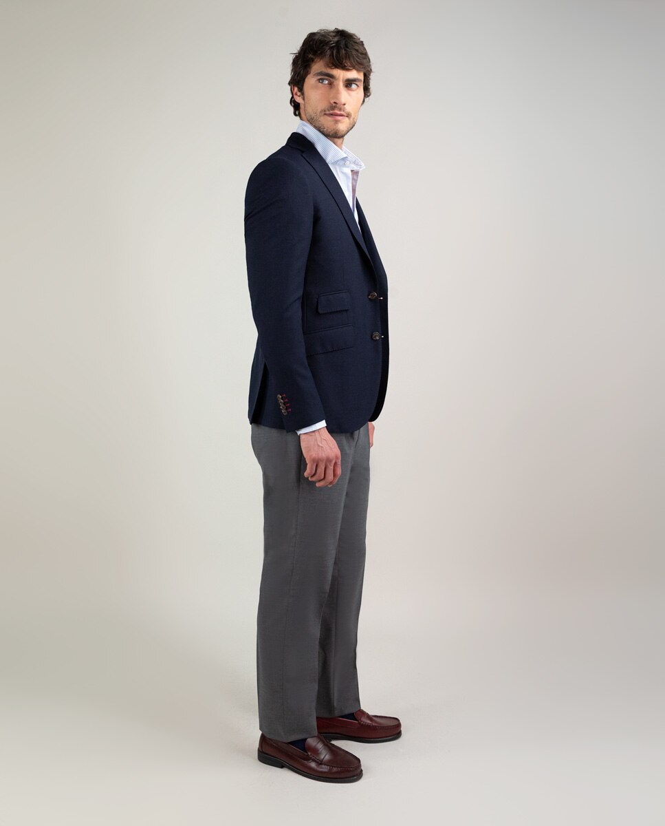 Blazer Coordenado com Estrutura Marinho Lavável Azul-3