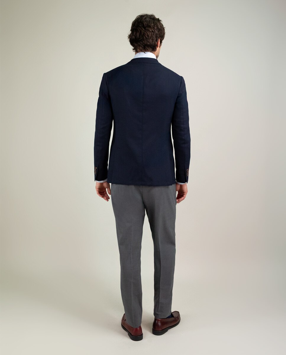 Blazer Coordenado com Estrutura Marinho Lavável Azul-4