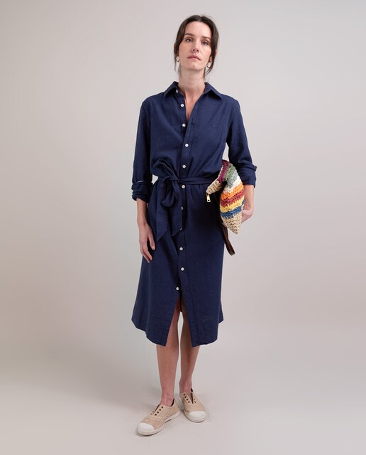 Imagem 0 de Vestido Midi Tipo Camisa Liso