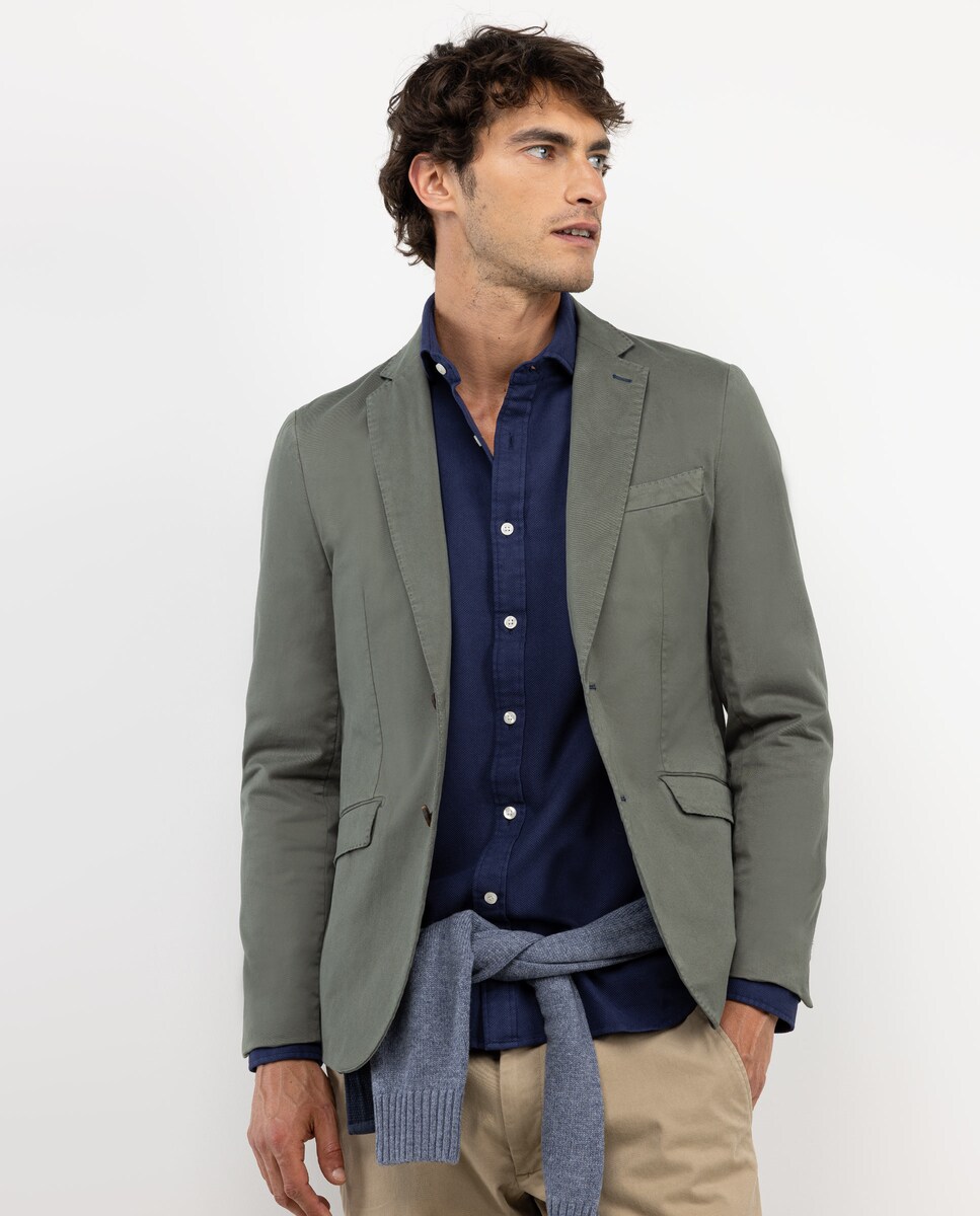 Blazer Twill Tinde em Prenda Verde-militar-1