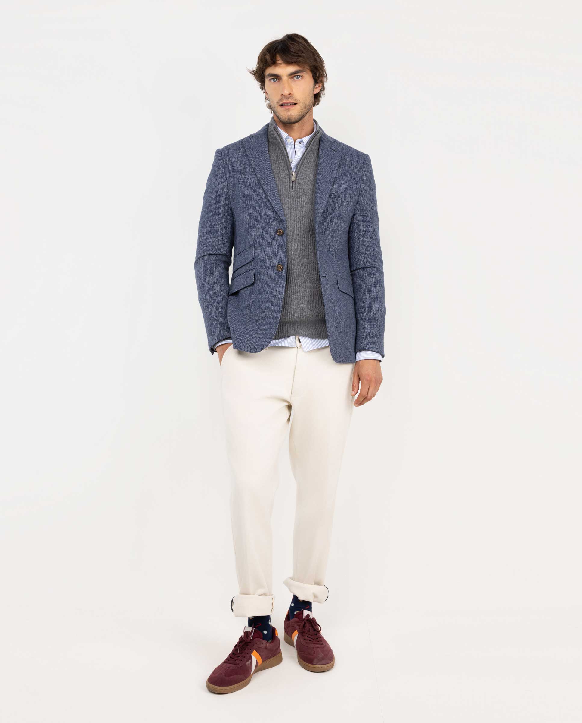 Blazer de Espiga Lã Azul-2