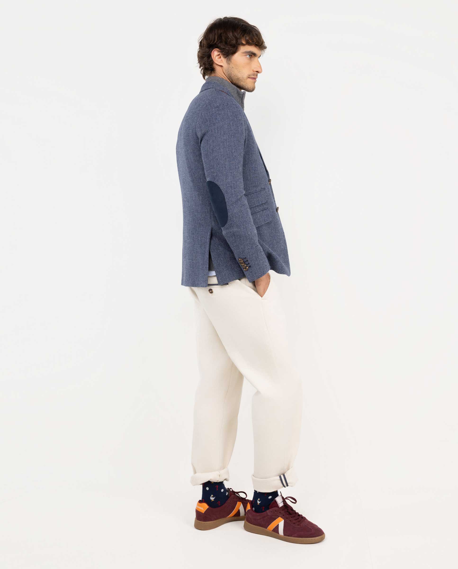 Blazer de Espiga Lã Azul-3