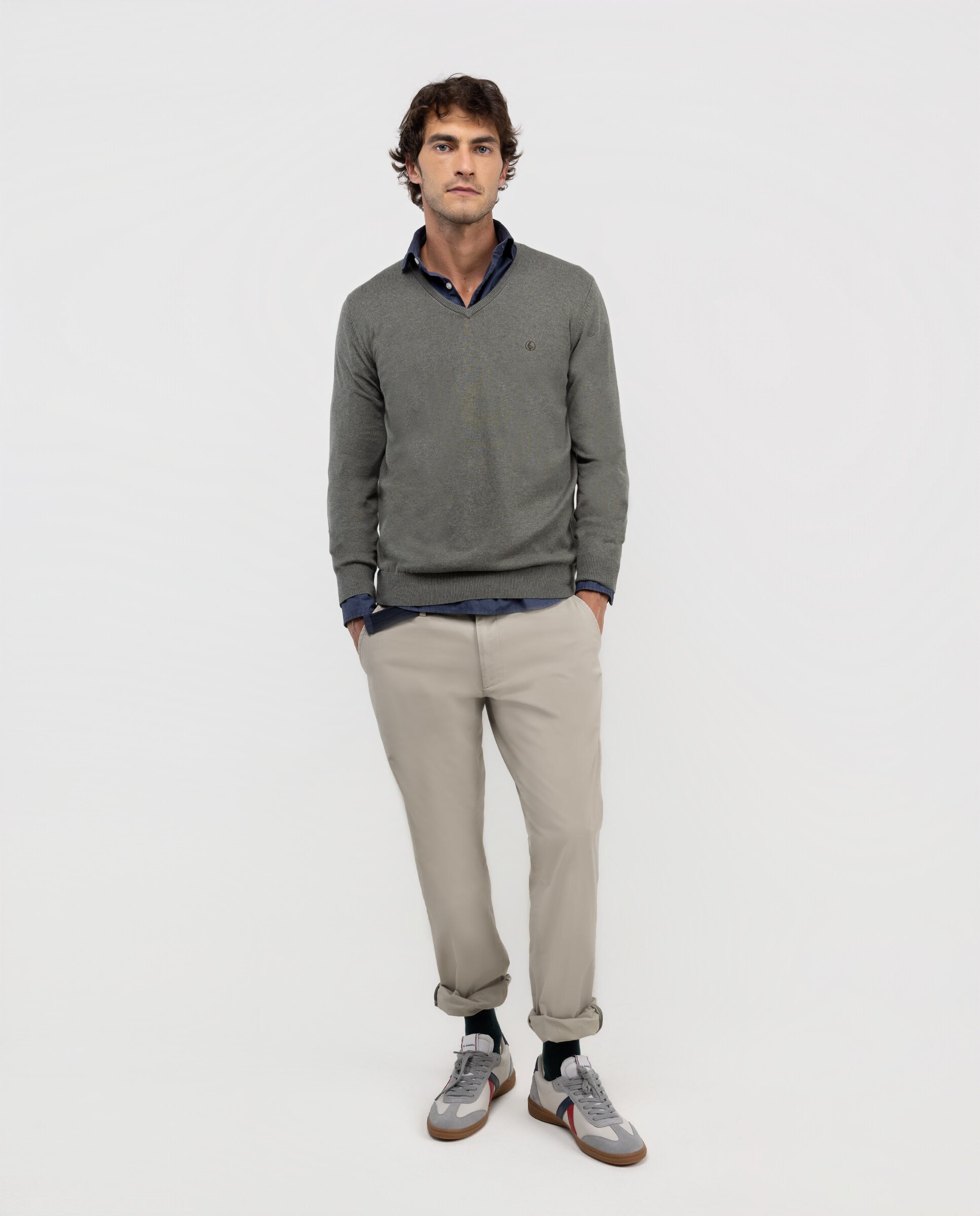 Calças Chino Regular Bege-2