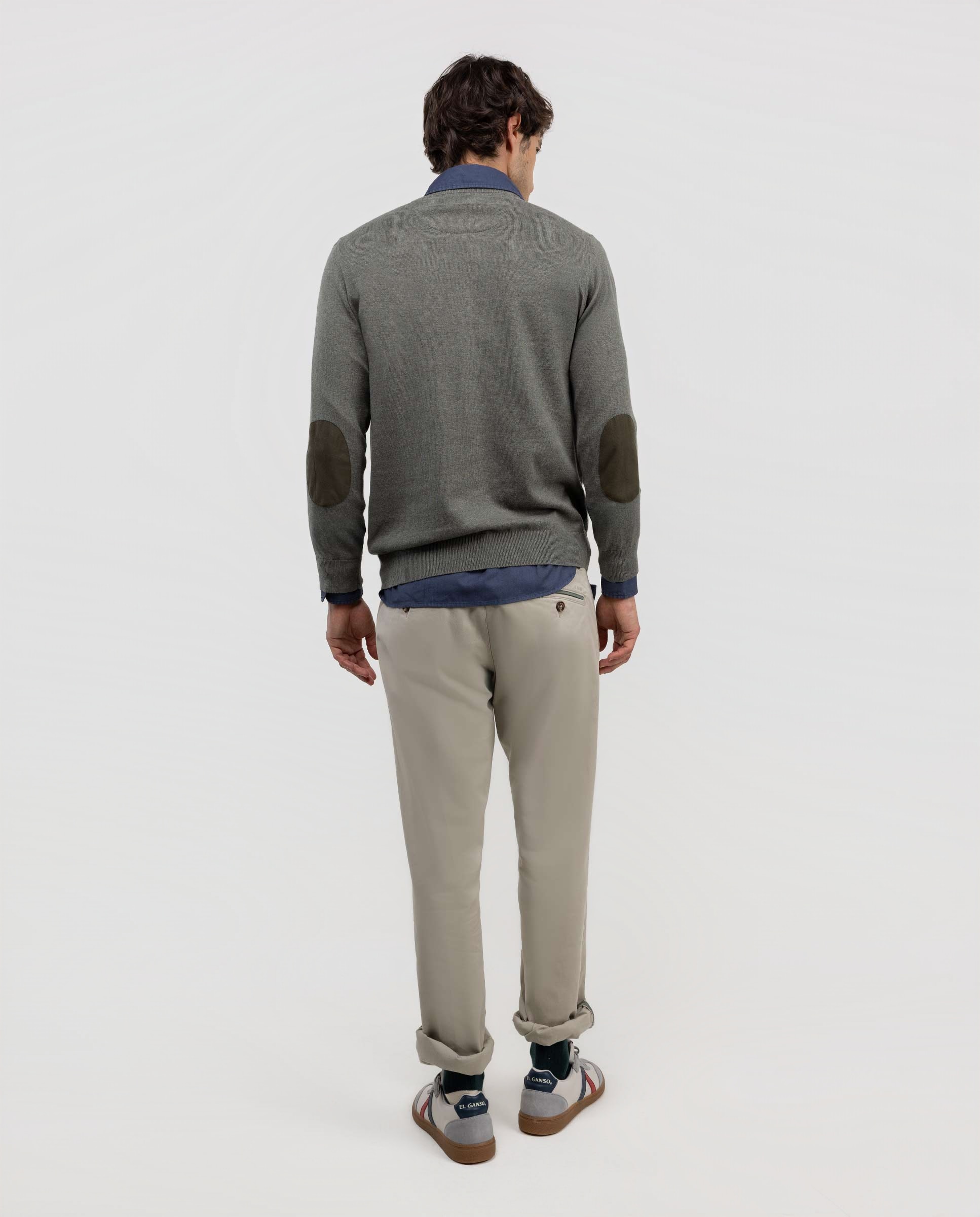 Calças Chino Regular Bege-4