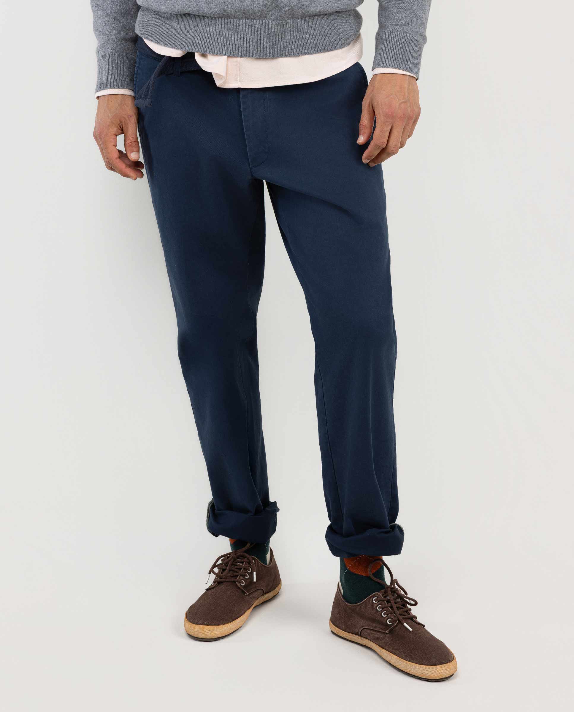 Calças Chino Regular Azul-marinho-1
