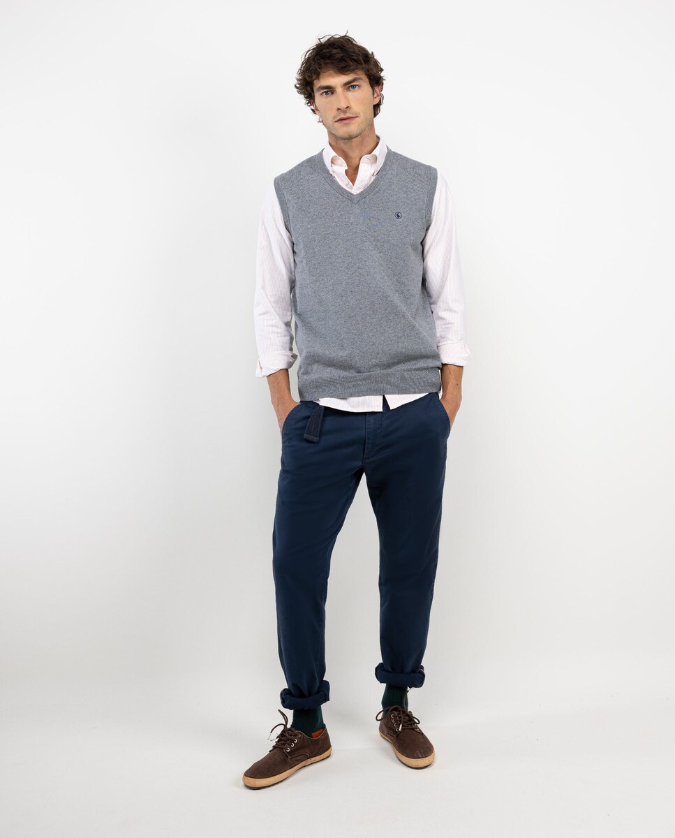 Colete de Malha Lisa Cinzento-claro-2